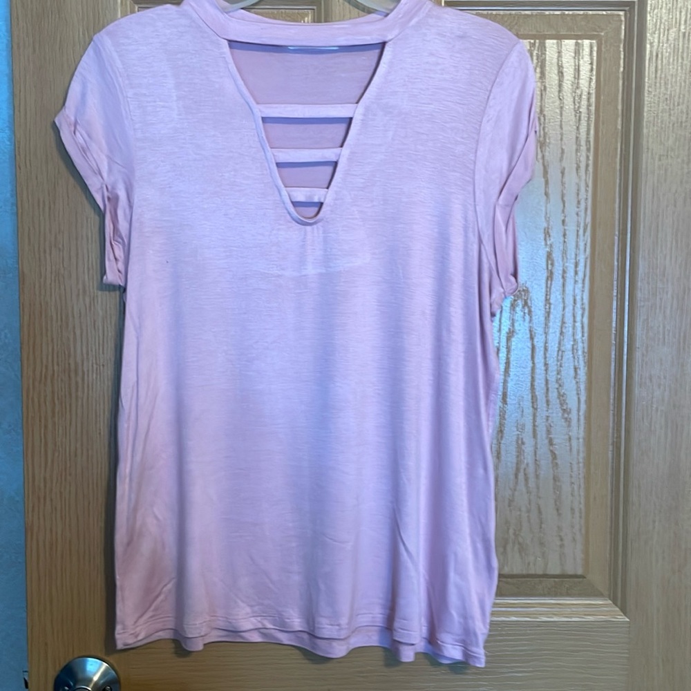 NWOT Occasion rayon/spandex short cap sleeve shirt, Size L